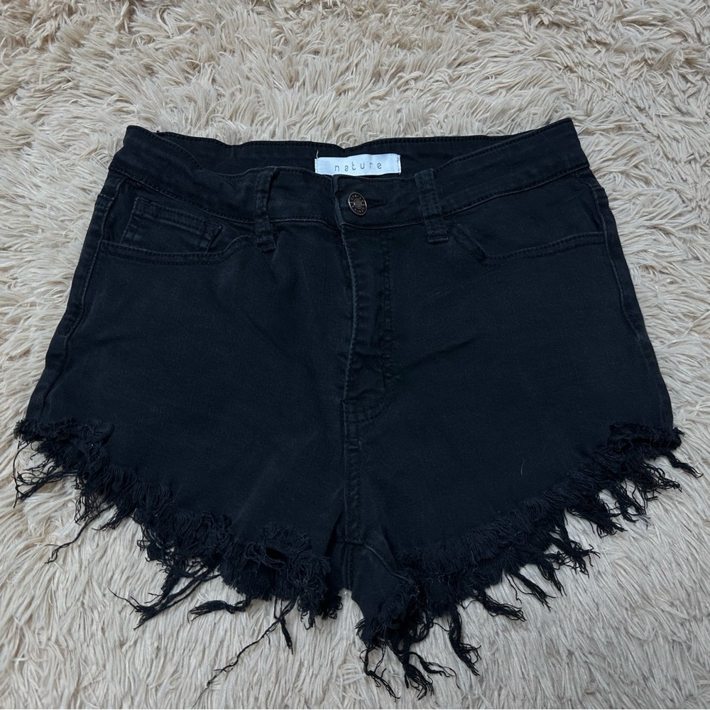 Black jean shorts